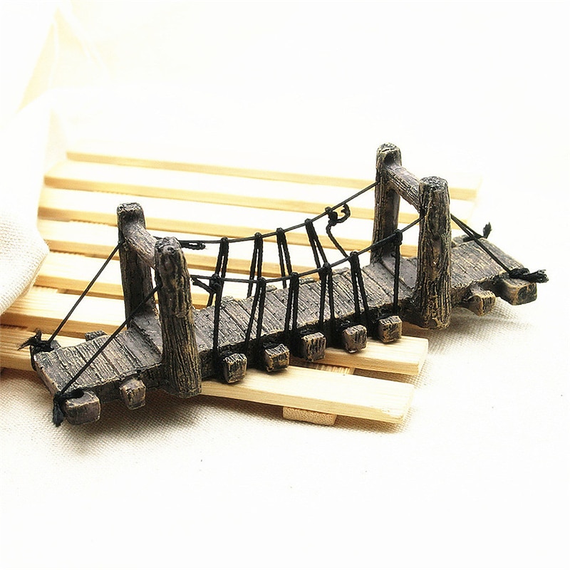 High Quality Fish Tank Landscaping Simulation Rope Suspension Bridge Aquarium Decoration Resin Bridge Turtle Climbing Platform4