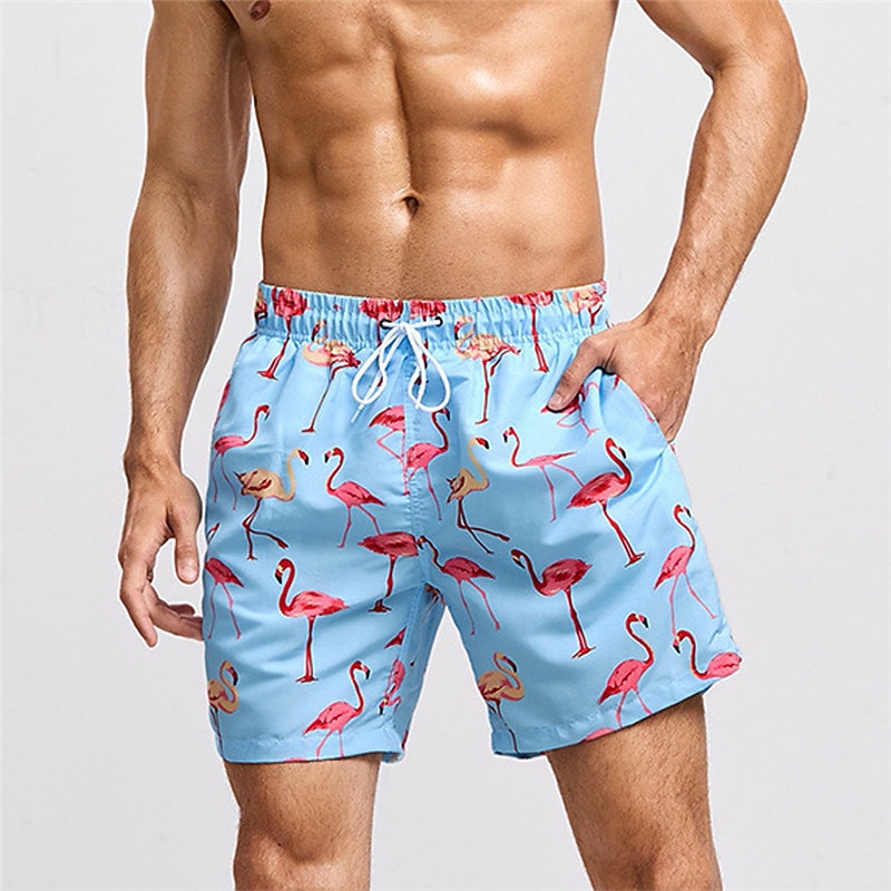 Men's Graphic Flamingo Swimming Trunks Board Shorts Swim Shorts Mid Waist Fashion Hawaiian Classic Style Casual Daily Holiday with Mesh lining Elastic Waist Print Designer Clothing Apparel2