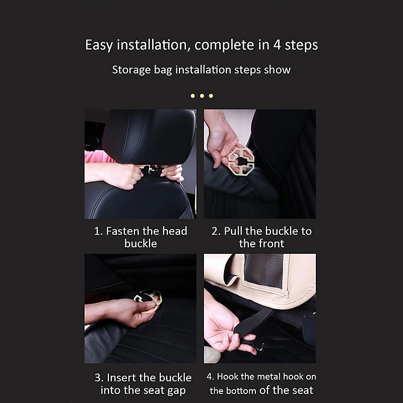 StarFireLeather Car Seat Back Organizer Multi-Pocket Storage Bag Car Storage Organizer Foldable Dining Table Tray car accessories2