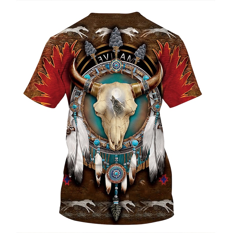American Indian Native American T-shirt Anime 3D Retro 3D Mixed Color For Men's Unisex Adults' Carnival 3D Print2
