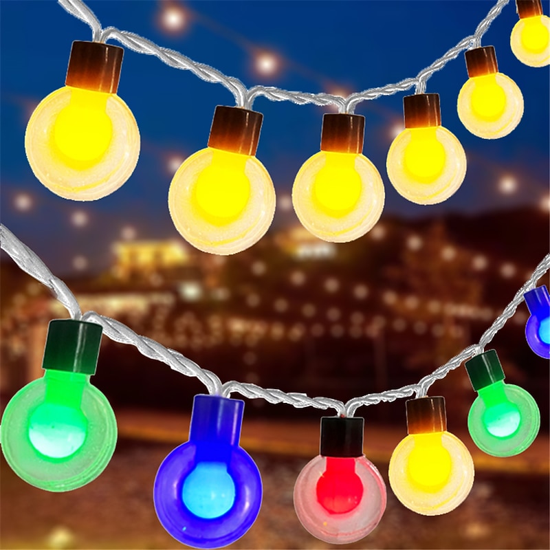10M 60LED Wishing Ball String Lights 16-Color Full-Color Changing Light Bulb with Remote Control Timing Dimmable Christmas Fantasy Holiday Party Courtyard Garden Decoration USB EU US UK Plug 1 Set