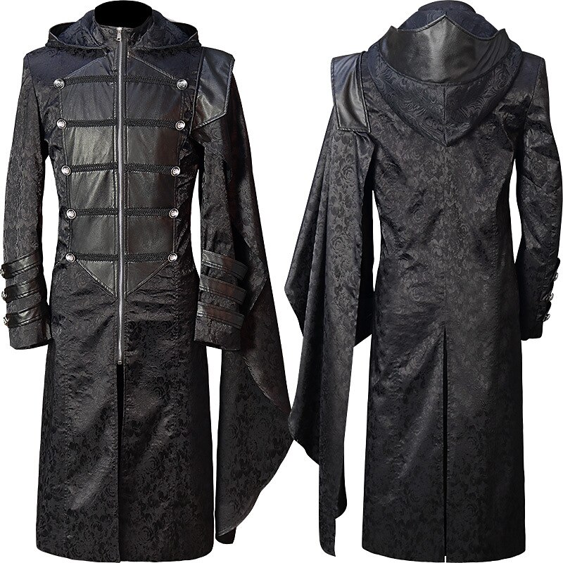 Retro Vintage Punk & Gothic Medieval Coat Masquerade Plague Doctor Plus Size Jacquard Fancy Dress Men's Masquerade Party Adults' Coat
