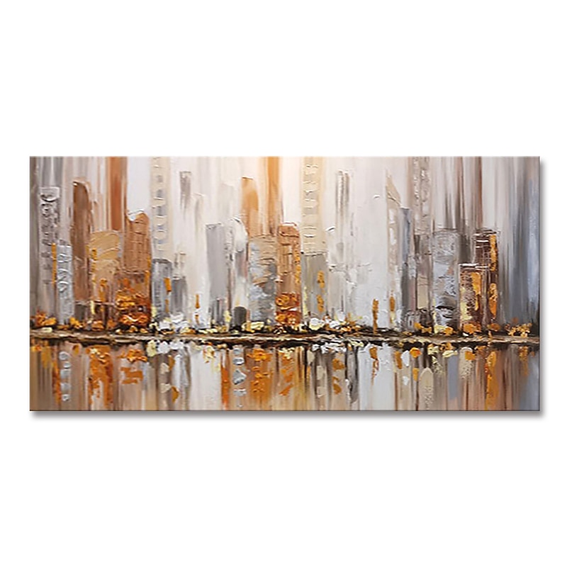 Mintura Handmade Oil Paintings On Canvas Wall Art Decoration Modern Abstract City Landscape Picture For Home Decor Rolled Frameless Unstretched Painting2