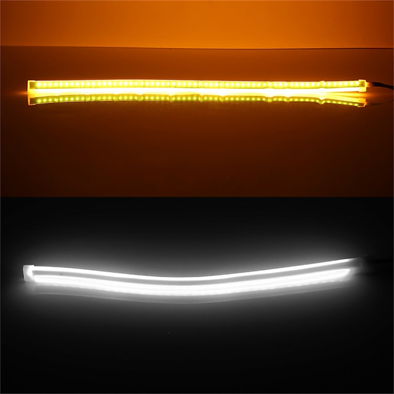 2pcs LED DRL Car Light Daytime Running Strip Light Flexible Waterproof Auto Headlights Brake Flow Tube Light Turn Signal White Yellow Blue 12V 30/45/60cm with Driver2