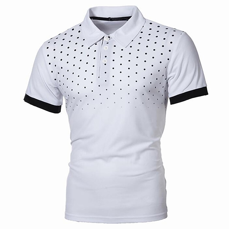 Men's Tennis Shirt Polo Shirt Work Business Collar Polo Collar Short Sleeve Streetwear Basic Graphic Polka Dot Print Regular Fit Black White Wine Navy Blue Blue Orange Tennis Shirt
