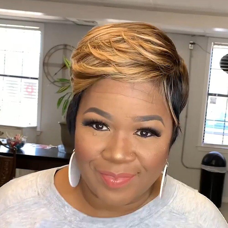 Synthetic Wig Straight Pixie Cut Wig Short Ombre Black / Medium Auburn Synthetic Hair Women's Soft Party Easy to Carry Black Brown Daily Wear  Party  African American Short Wig Female Hairstyles4