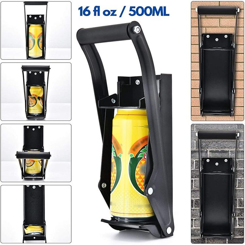 Metal Can Crusher Wall Mounted Thicker Metal Arms Heavy Duty Aluminum Can Crushers for Recycling 16oz Plastic Bottle Soda Can Smasher + 4 Mounting Screws2