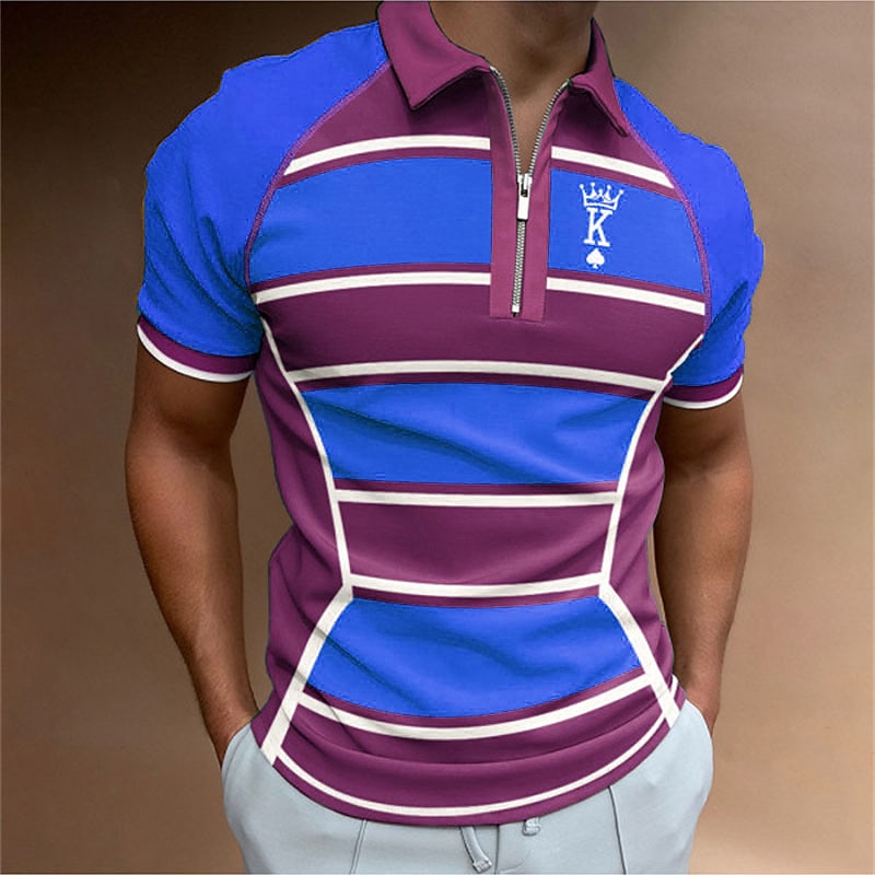 Men's Color Block Polo Shirt Golf Shirt Shirt Turndown Outdoor Street Yellow Blue Green Gray Zipper 3D Clothing Apparel Fashion Casual Breathable Comfortable4