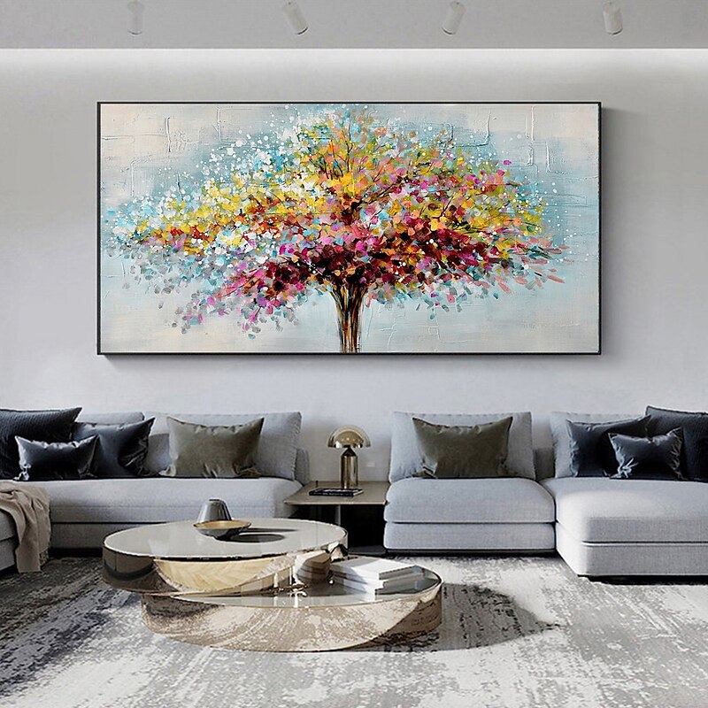 Handmade Oil Painting CanvasWall Art Decoration Abstract Knife Painting Landscape Tree For Home Decor Rolled Frameless Unstretched Painting 11