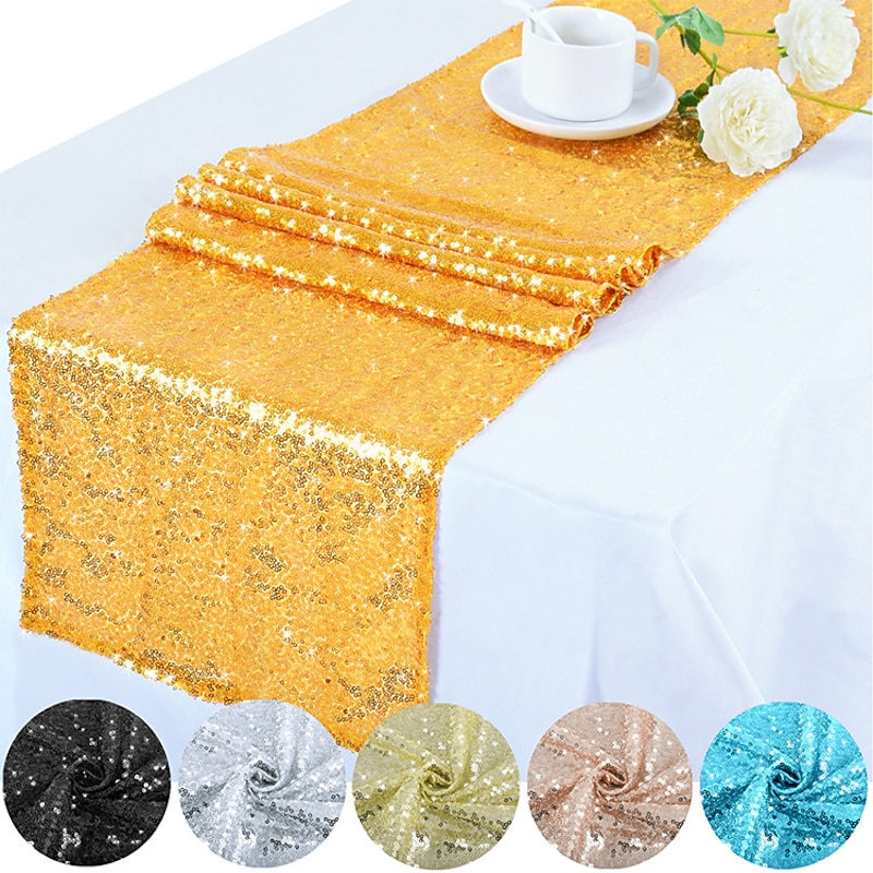 30*275cm Table Flag Encrypted Full Version 3mm Sequins Single Layer Gypsophila Glitter Wedding Arrangement Party Decoration Table Mat