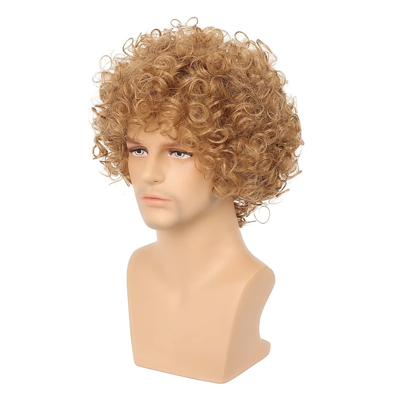 Cloud Men Wig Blonde Curly Short Rocker Costum Hair Natural Looking Heat Resistant Halloween Cosplay Full Wigs3