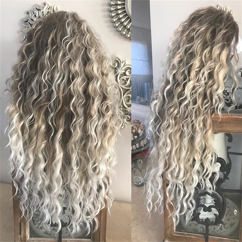 Woman Curly Wig Fluffy Long Synthetic Wavy Hair Blonde Ombre Hair Curly Wavy Wigs Charming Party Wigs for Women Christmas Party Wigs barbiecore Wigs4