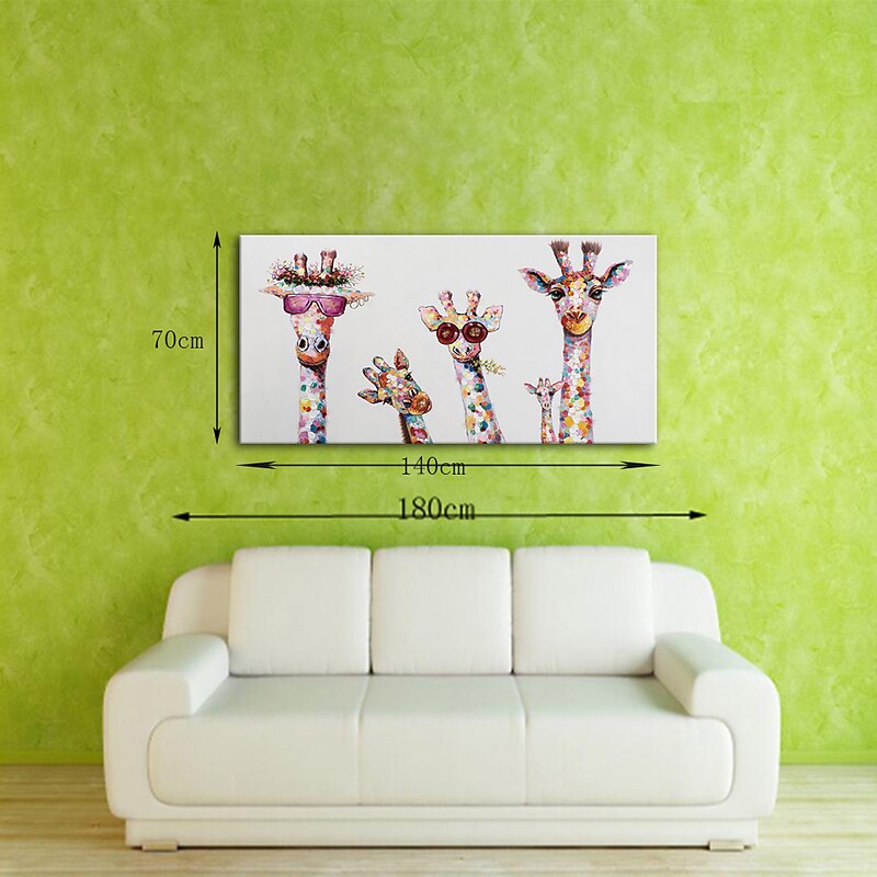 Oil Painting Hand Painted Horizontal Animals Modern Rolled Canvas (No Frame)4