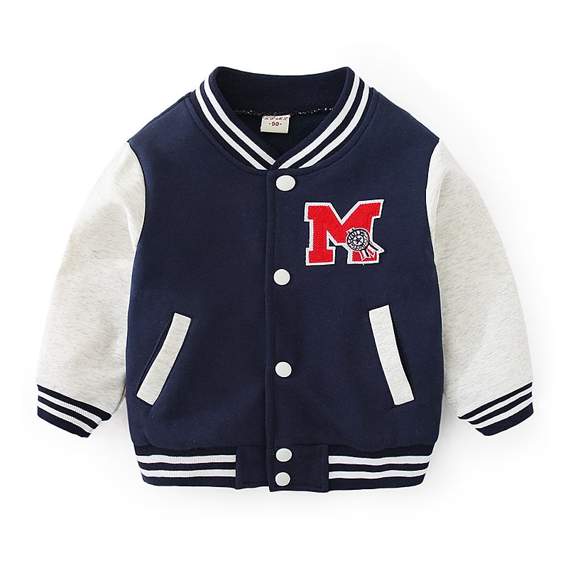 Boys' 3D Letter Coat Long Sleeve Fall Active Cool Kids 2-6 Years School Sport Regular Fit3