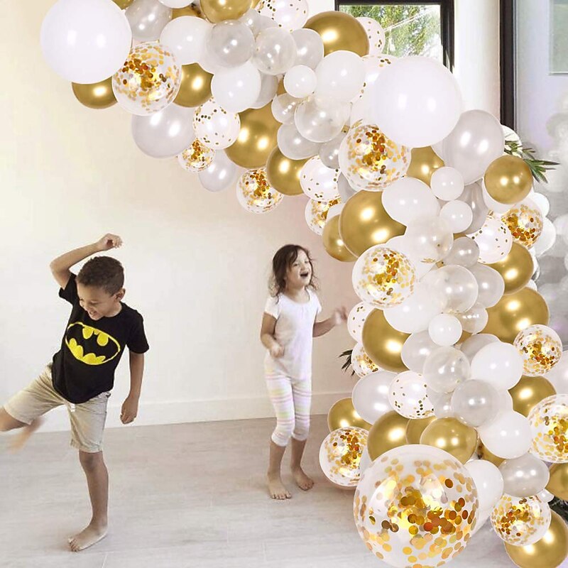 DIY Balloon Arch & Garland kitParty Balloons Decoration Set Gold Confetti & Silver & White & Transparent Balloons for Bridal & Baby Shower Wedding Birthday Graduation Anniversary Party3