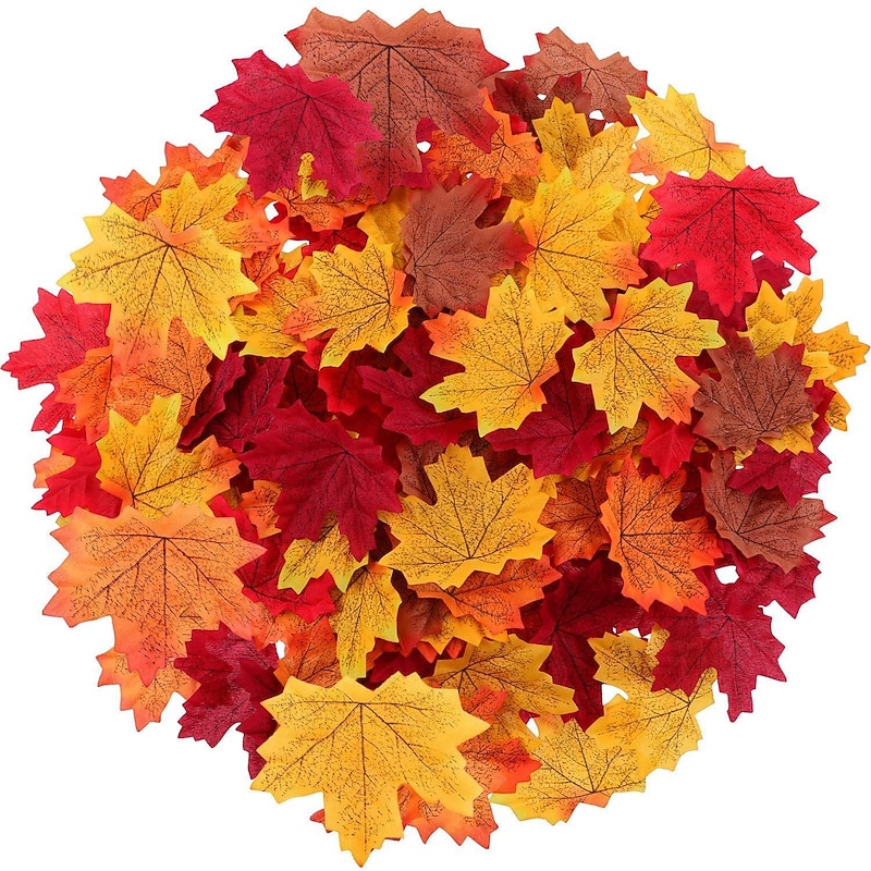 300Pcs Simulation Maple Leaf Mixed Color Thanksgiving Decoration Fake Flower Wedding Photo Scene Props