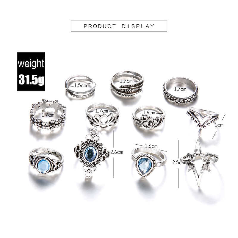 11pcs Ring For Women's Birthday Sport Gift Acrylic Alloy Classic Graduation Precious4
