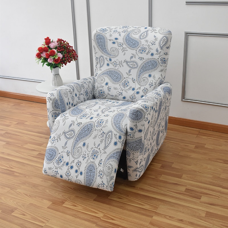 Reclining Couch Covers One Seat Recliner Chair Slipcovers Furniture Cover for Recliner Couch Cover Floral with Elastic Bottom(Include 1 Backrest Cover, 1 Seat Cover, 2 Armrest Cover)3