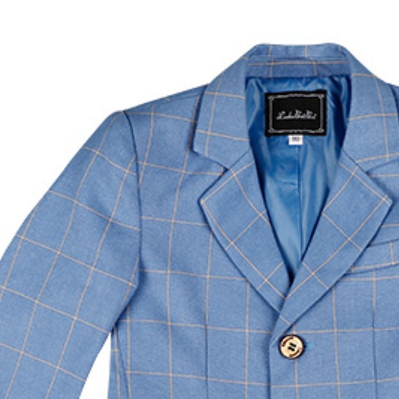 Kids Boys Blazer Outerwear Plaid Long Sleeve Coat Formal Cotton Cute Cool Black Blue Red Fall Summer 3-13 Years3