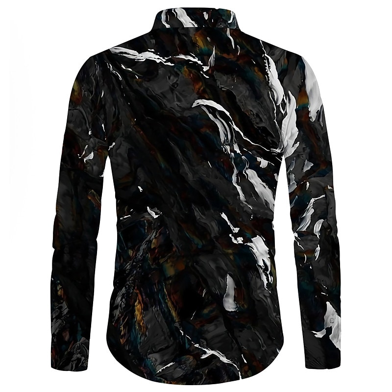 Men's Gradient Shirt Button Up Shirt Long Sleeve Fashion Designer Casual Outdoor Street Holiday Summer Spring Turndown Print Button-Down Black2