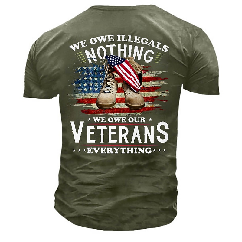 Veterans Day Men's Patriot Patriotic Veteran Unisex Graphic Prints Shoe National Flag T shirt Slogan T Shirts Retro Shirts Short Sleeve T shirt 3D Print Crew Neck Shirt Sports Designer Casual