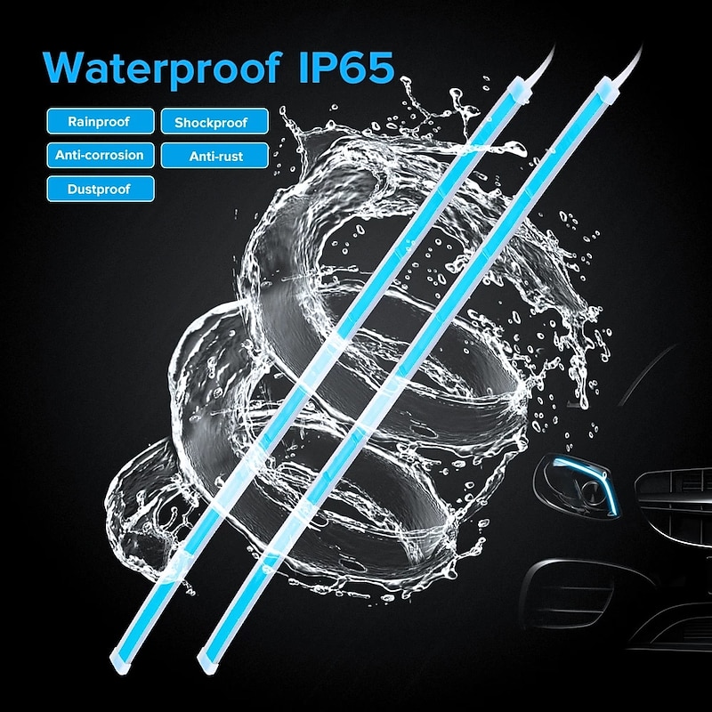 2pcs LED DRL Car Light Daytime Running Strip Light Flexible Waterproof Auto Headlights Brake Flow Tube Light Turn Signal White Yellow Blue 12V 30/45/60cm with Driver4