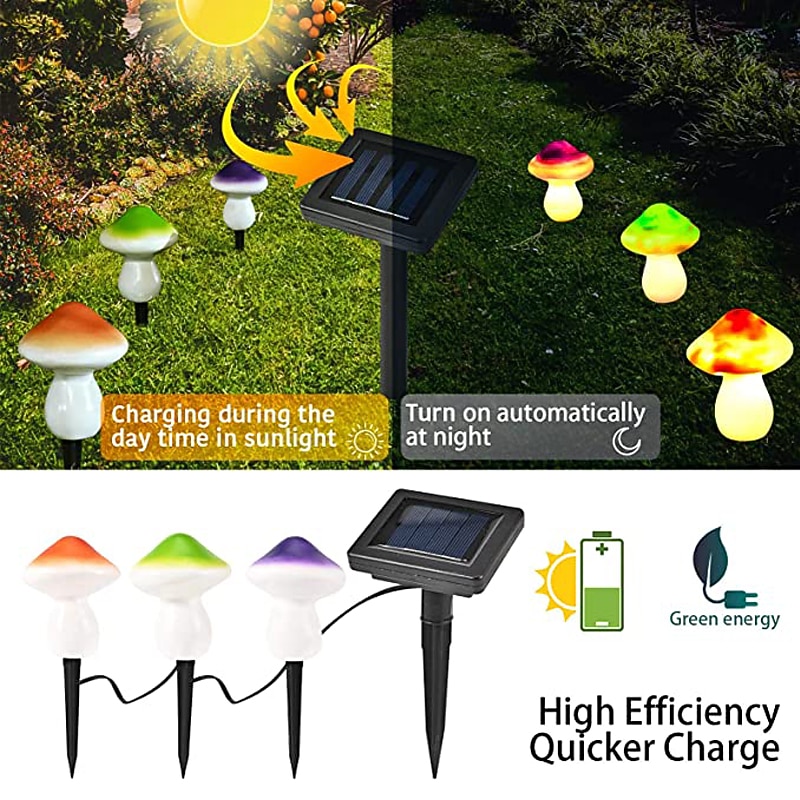 Outdoor Mushroom Solar Garden Lights  Waterproof Garden Light 3LED Holiday Patio Decoration Lawn Courtyard Street Landscape Decoration Light3