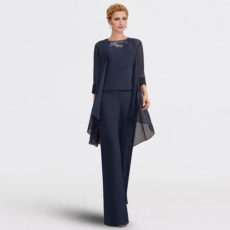 Shawl & Wrap Women's Wrap Mother's Wedding Guest Wraps Pure Elegant 3/4 Length Sleeve Chiffon Wedding Wraps With Lace For Party Evening All Seasons dress to impress3