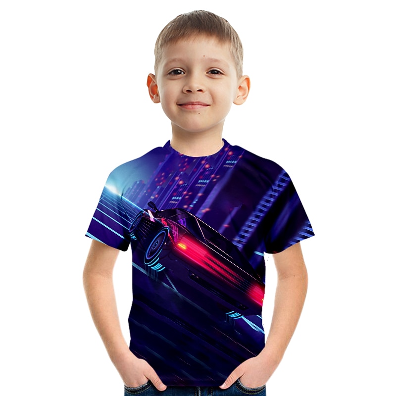 Boys' 3D Graphic Car 3D Print T shirt Tee Short Sleeve 3D Print Summer Active Fashion Cool Kids 3-12 Years4