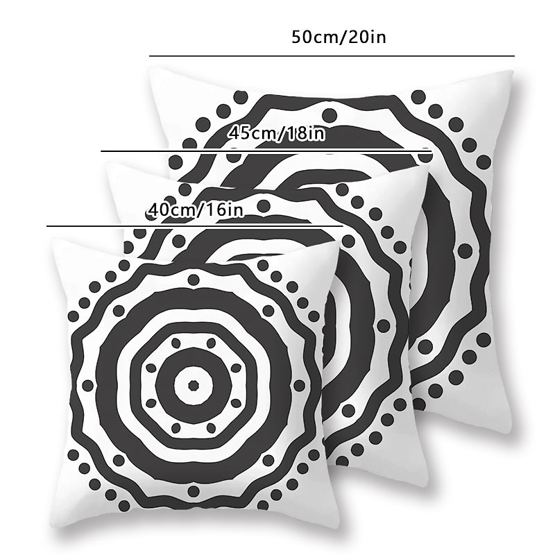 Set of 9 Throw Pillow Simple Classic  Cushion Vintage Circle Cover Sofa Home Decor Throw Pillow Case Outdoor Cushion for Sofa Couch Bed Chair Black White3
