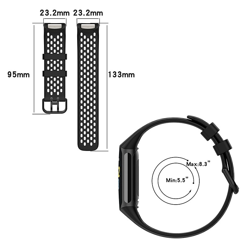 Sport Bands Compatible with Fitbit Charge 5 Adjustable Breathable Soft Silicone Sport Replacement Watch Band Straps Wristbands Bracelet for Charge 5 Activity Tracker Women Men4