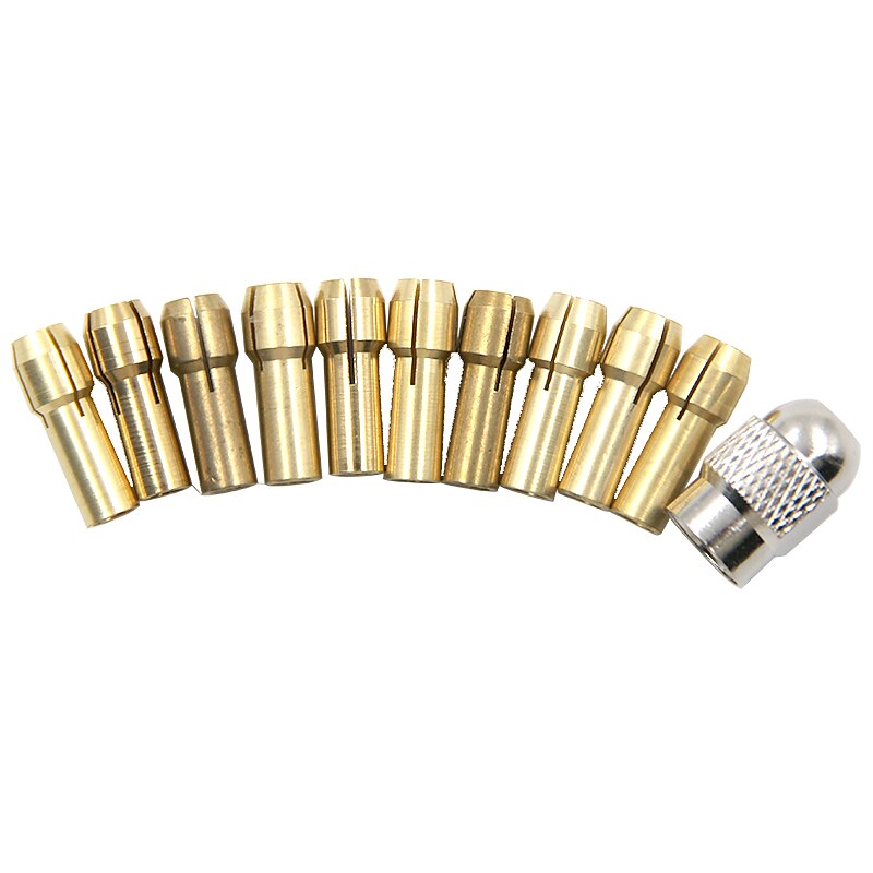 11PCS/Set Brass Collet Mini Drill Chucks 0.5-3.2mm 4.3mm Shank Screw Nut Replacement for Dremel Rotary Tool2