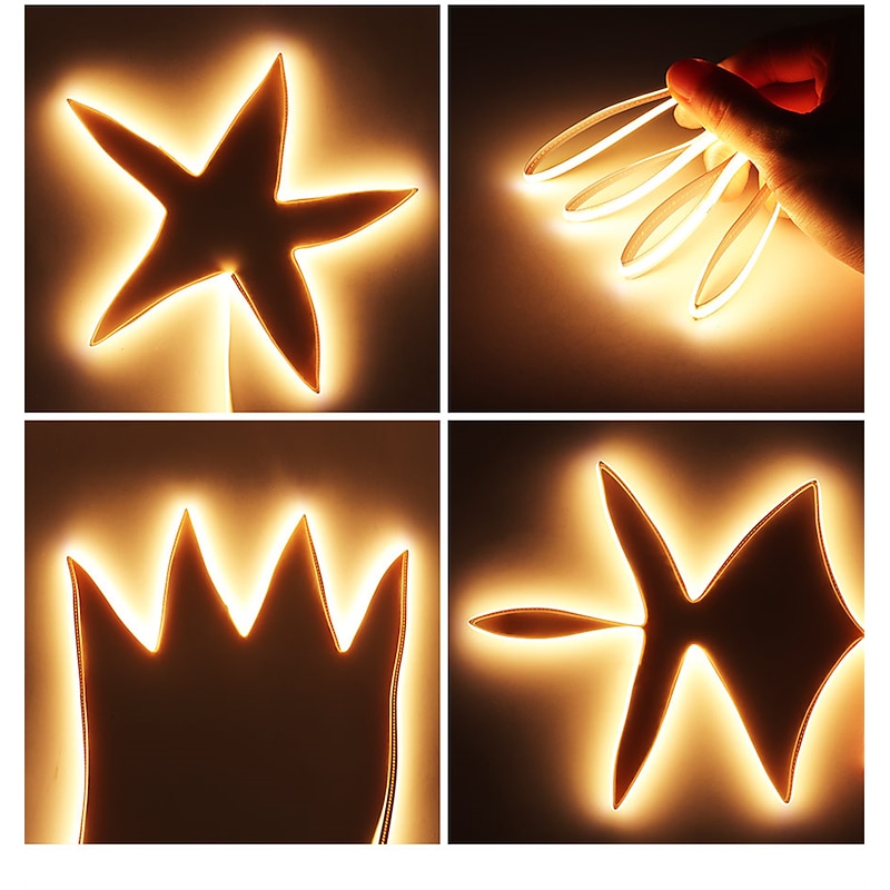 10m 16.4ft Flexible LED COB Strip Light Bar Tape Warm Cold White for Bedroom Stage Home Kitchen DIY Decor 24V 3000K 4000K 6000K