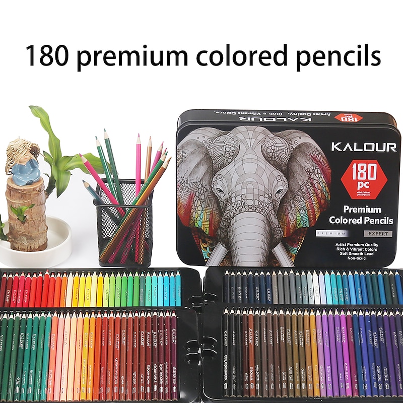 180 Pcs Professional Colored Pencils, Drawing Pencils Lead 3.0mm, Tin Box Package, 180 Colors Set Wood Colored Pencils for Adult Artists., Back to School Gift2