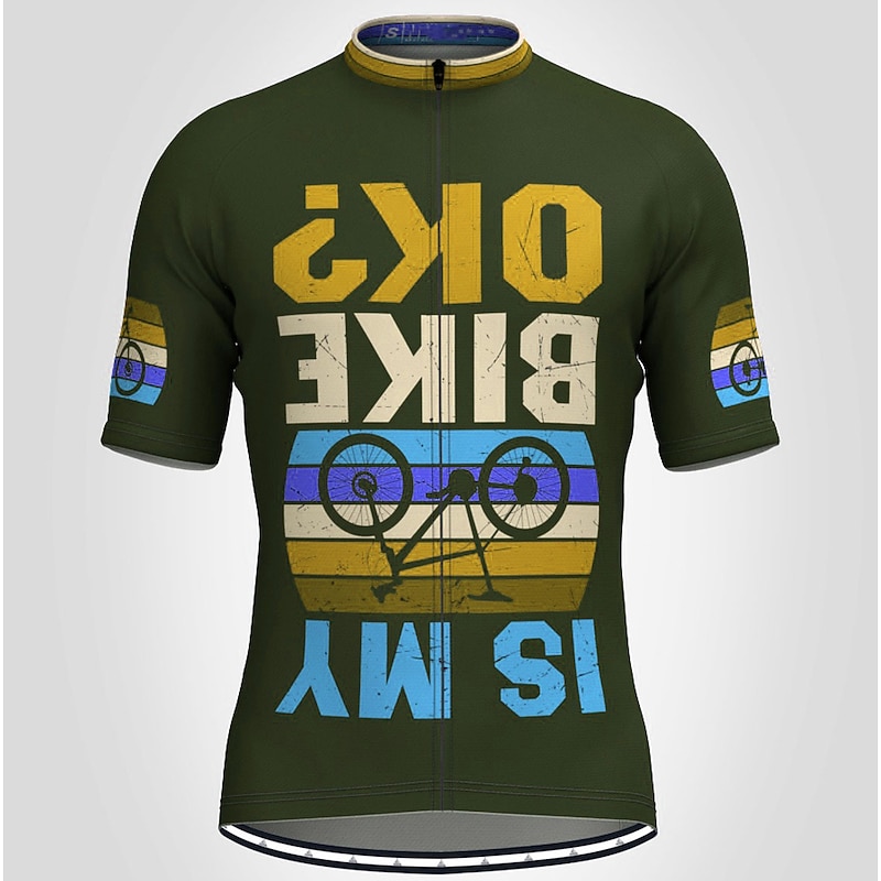 Men's Cycling Jersey Graphic Letter & Number Short Sleeve Bike Top with 3 Rear Pockets Mountain Bike MTB Road Bike Cycling Quick Dry Reflective Strips Back Pocket Moisture Wicking Sports Yellow Red4