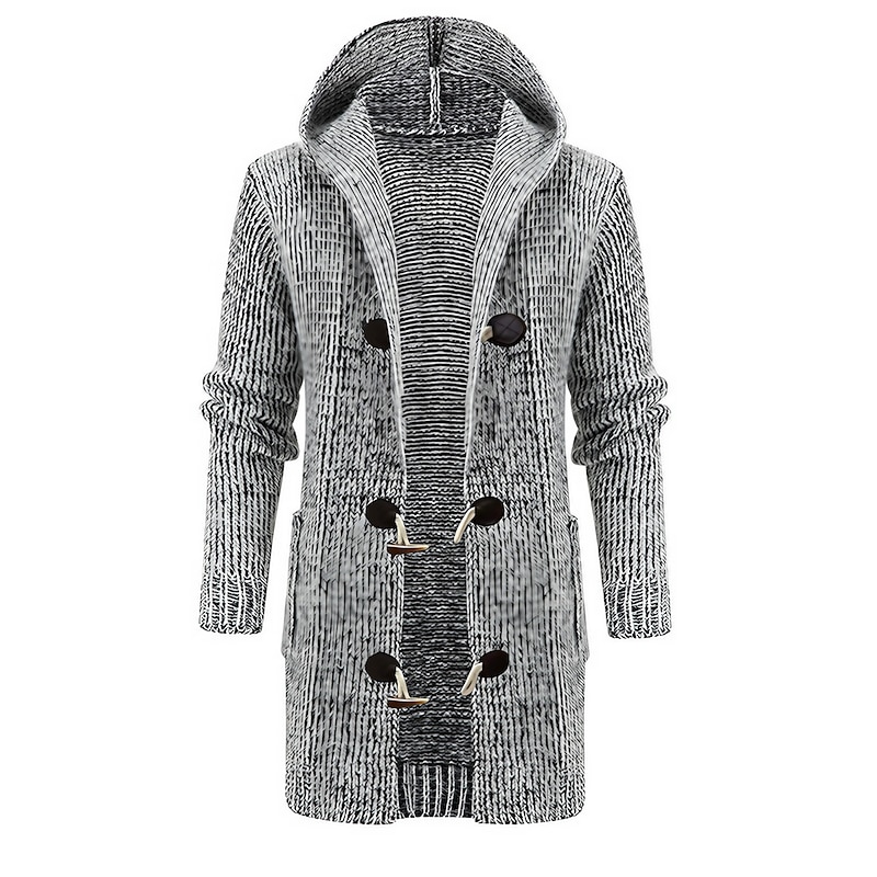 Men's Cardigan Sweater Sweater Jacket Knit Knitted Solid Color Hooded Stylish Casual Clothing Apparel Winter Fall Wine Khaki M L XL