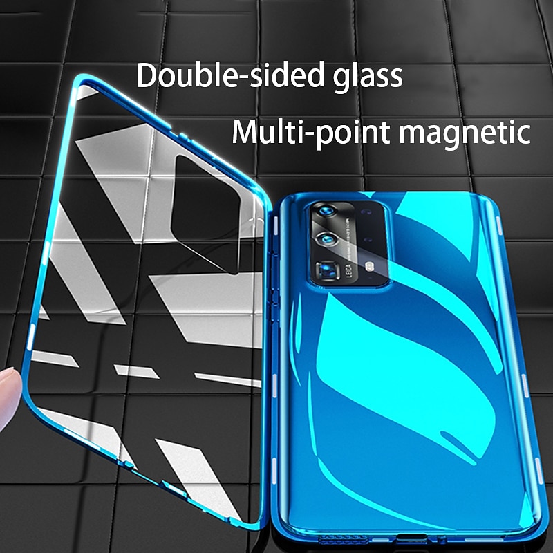 Double sided Glass Magnetic Case for Huawei P50 P40 P30 Lite Pro Clear 360 Protection Mobile Phone Case Metal Magnet Adsorption Protective Case for Huawei Mate 40 30 20 Pro3