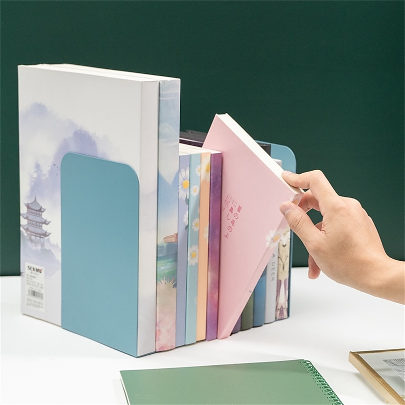 Book Ends 1 Pair Metal Decorative Bookends Non-Slip Bookends Bookends for School Office Business Easy to Carry Vintage Economy Universal Nonskid Heavy Duty 5.35*4.13*7.68 inch2