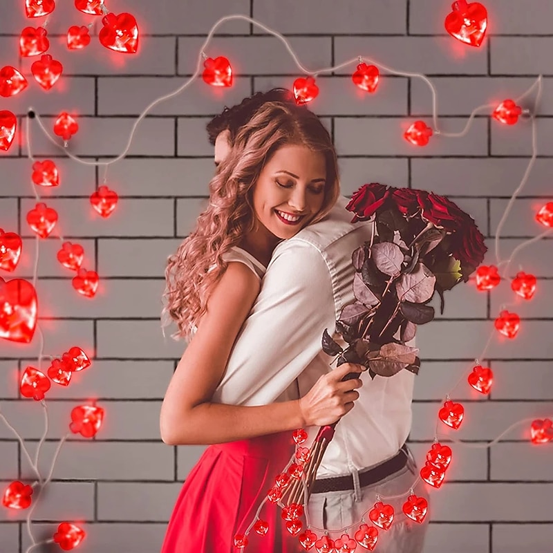 1.5-20M Love Heart String Lights Good Wishes Proposal Confession Love Lantern Bedroom Room Creative Hanging Lamp LED String Lights Holiday Lights Outdoor Creative Party Batteries Powered 1Set4