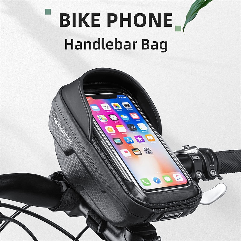 Bike Phone Mount Bag Bike Front Frame Handlebar Bag Waterproof Bike Phone Holder Case Bicycle Accessories Pouch Sensitive Touch Screen Compatible with iPhone 11 XS Max XR 8 Plus Below 6.5