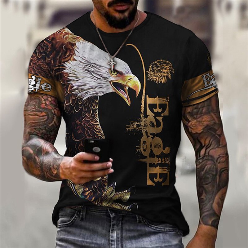 Men's Unisex Graphic Prints Eagle T Shirt Funny T Shirts Short Sleeve T shirt 3D Print Crew Neck Shirt Sports Designer Classic Outdoor Street Daily Black Red Blue Summer Clothing Apparel S M L XL XXL4