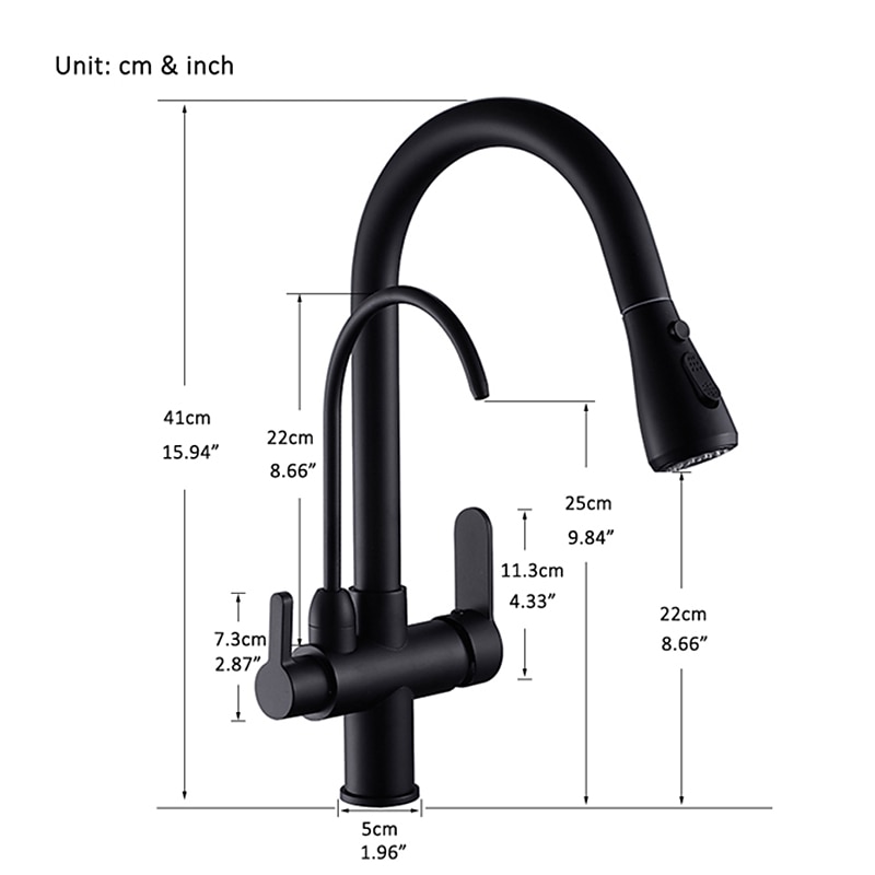 Kitchen Sink Mixer Faucet Pull Out Sprayer with Soap Dispenser, 360 swivel Black Single Handle Brass Taps Pull Down, Deck Mounted Hot Cold Water Hose Filter Tap2