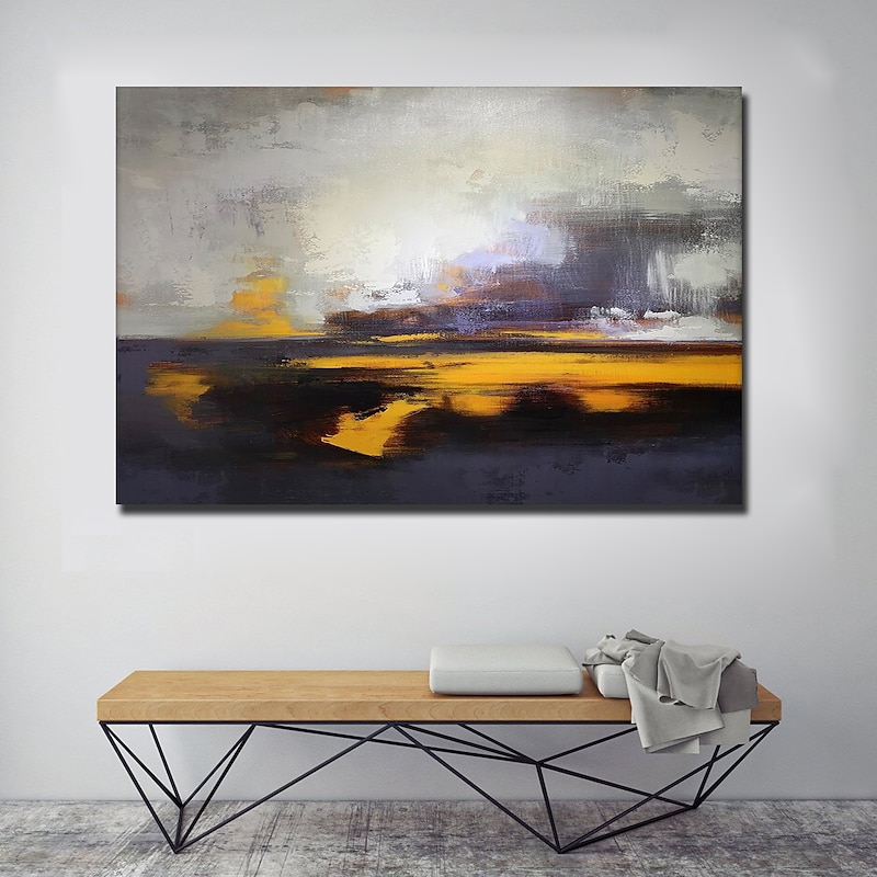 Handmade Oil Painting CanvasWall Art Decoration Abstract Knife PaintingLandscape Yellow For Home Decor Rolled Frameless Unstretched Painting4