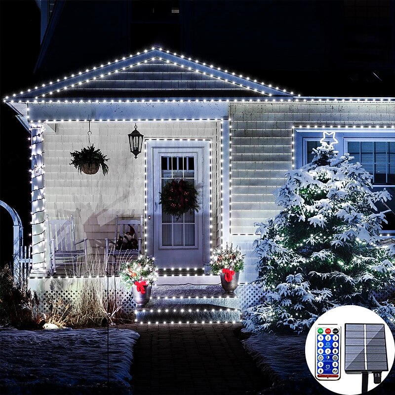 Outdoor Fairy String Lights Solar 30m-300LEDs 50m-500LEDs Waterproof Remote Control Tree Lights Christmas Wedding Party Holiday Garden Street Tree House Decoration4