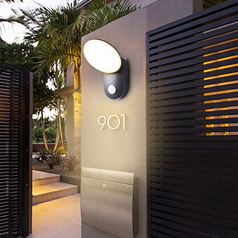 12W Motion Sensor Outdoor Wall Light LED Control Automatic Switch Outdoor Waterproof Floodlight Garden Corridor Terrace Outdoor Indoor Doorway Dual-purpose AC85-265V