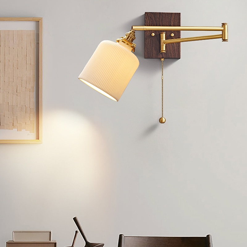 Modern Nordic Style Indoor Wall Lights LED Swing Arm Bedroom Copper Wall Light 220-240V2