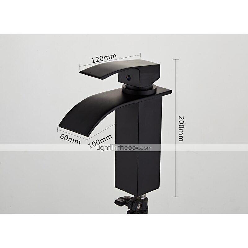 Waterfall Bathroom Sink Mixer Faucet Tall, Modern Style Brass Basin Taps Chrome Vessel Single Handle One Hole Bath Taps with Cold and Hot Water Hose4