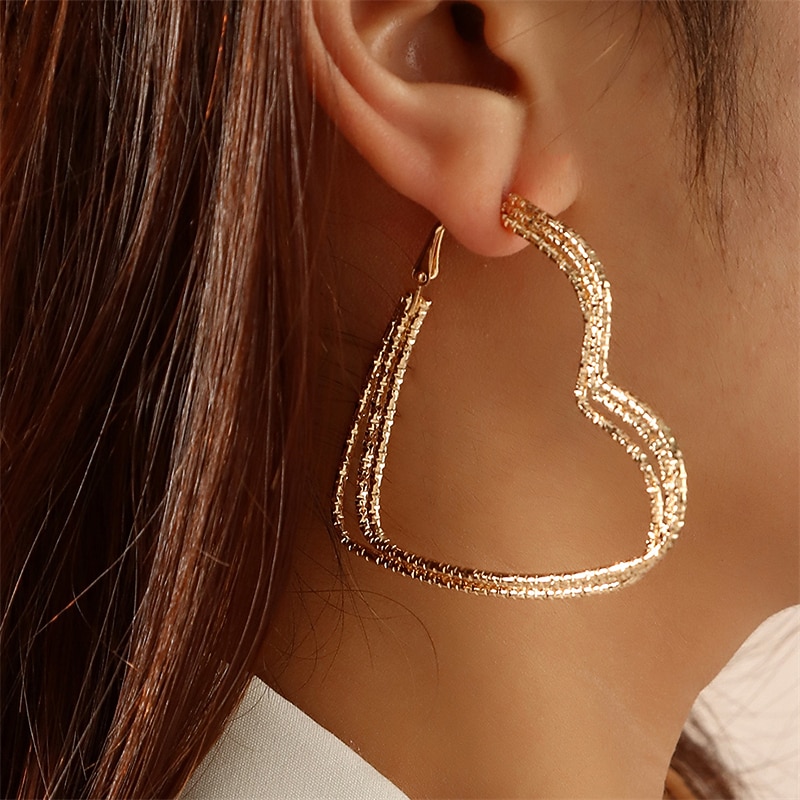 Women's Earrings Chic & Modern Party Heart Earring / Party Evening / Gold / Fall / Winter / Spring