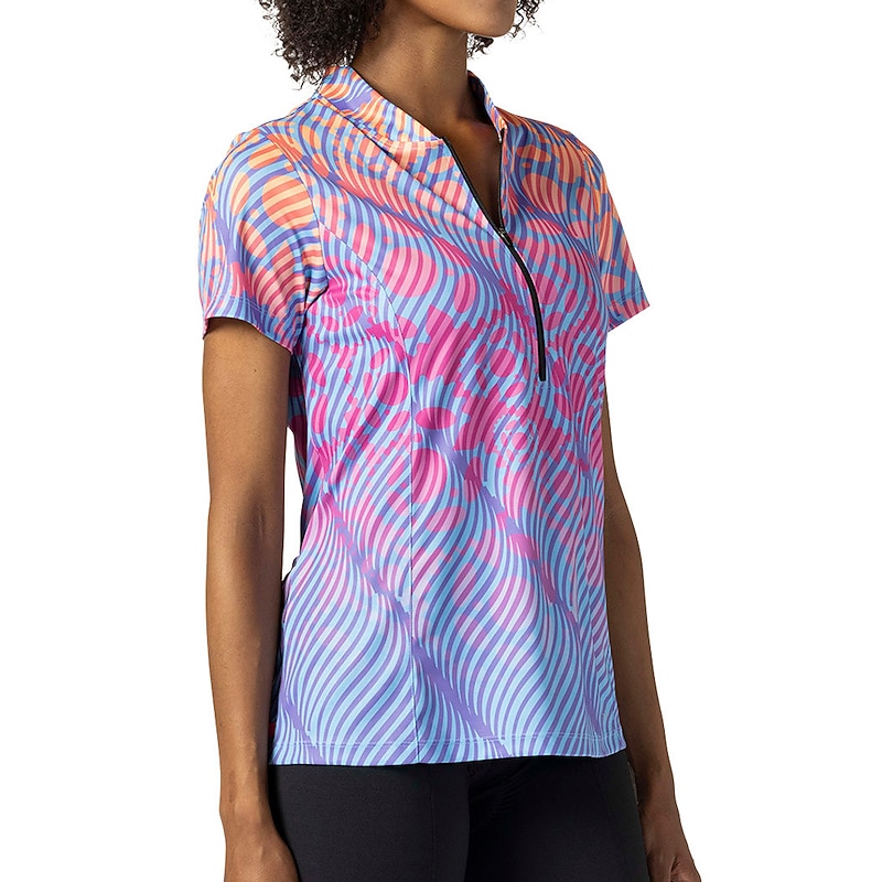 Women's Cycling Jersey Stripes Short Sleeve Bike Jersey Top with 3 Rear Pockets Mountain Bike MTB Road Bike Cycling Quick Dry Reflective Strips Back Pocket Moisture Wicking Sports Yellow Pink Blue4