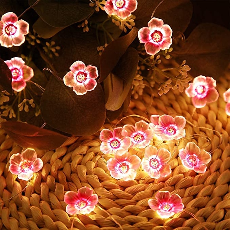 Solar Cherry Blossom String Lights 4M 40LED Outdoor Waterproof Garden Fairy Lights Christmas Wedding Party Patio Holidays Balcony Home Decoration 8 Mode Lighting4